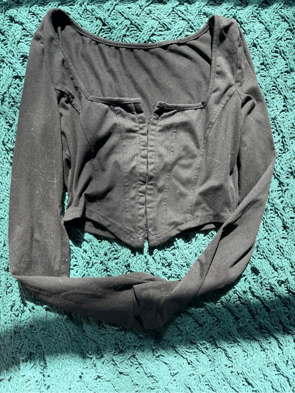 Black Women's Long-Sleeve Cropped Jacket